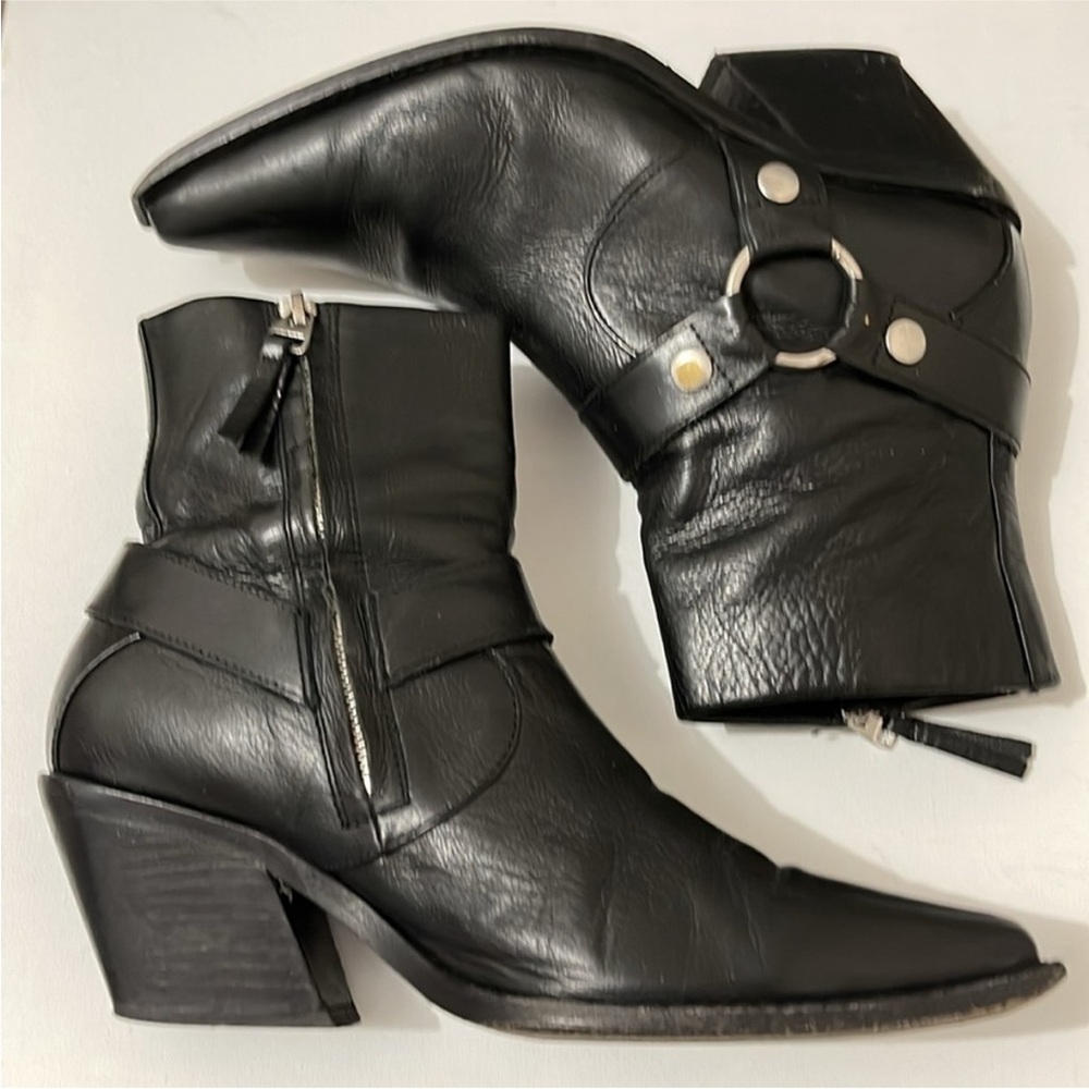 Anine Bing Nash Black Leather Ankle Boots Size 9 - Picture 6 of 10